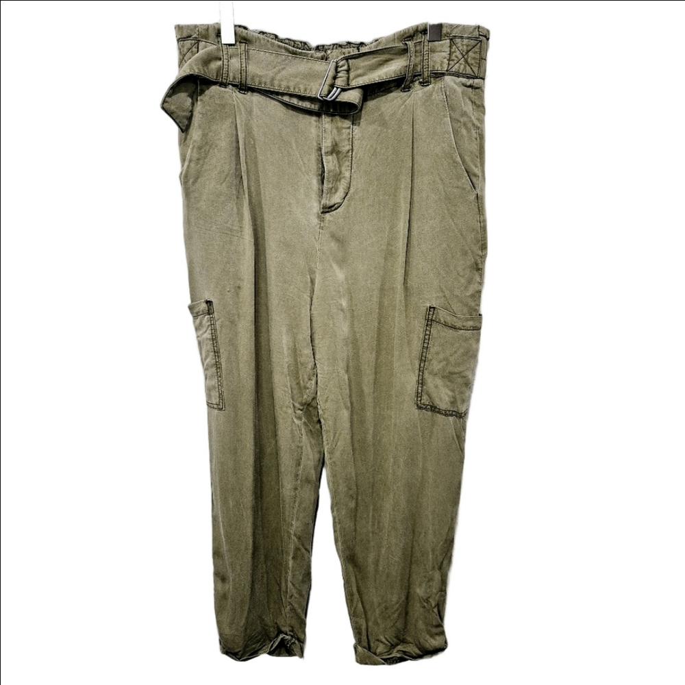Free People High Rise Khaki Cargo Pants